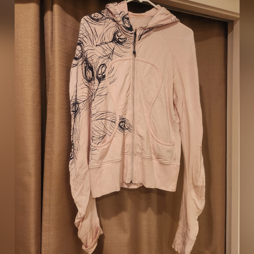 Lululemon pink and navy full zip scuba Light Knit Hoodie Size 8